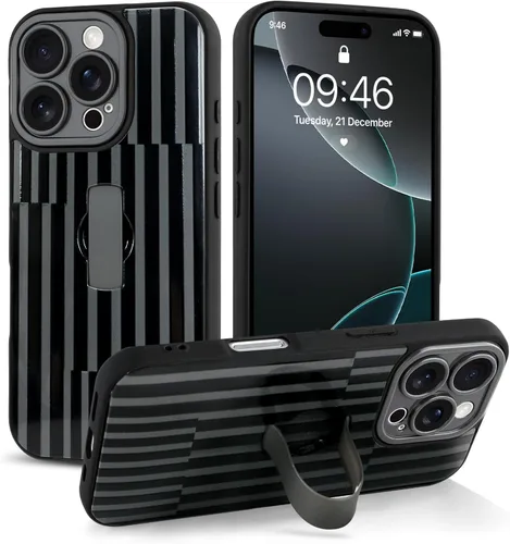 Miniatura 88 de Funda compatible con iPhone 17 Pro Max con correa de mano para los dedos, funda de teléfono con estampado de leopardo y guepardo para mujeres
