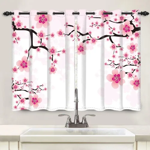 Miniatura 170 de Cortinas japonesas con pintura de tinta, monte Fuji, sol rojo, puesta de sol, hojas de bambú, cortinas de ventana para dormitorio, sala de estar
