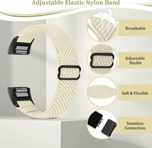 Miniatura 4 de TumpCez Bandas elásticas compatibles con Fitbit Charge 2, correa de repuesto ajustable elástica de nailon suave Solo Loop para Fitbit Charge 2