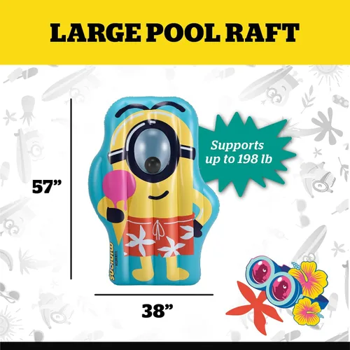 Miniatura 3 de Balsa flotante gigante de Minions para piscina, flotador de agua inflable con diseño de Minions con licencia, piscina y lago duraderos para niños