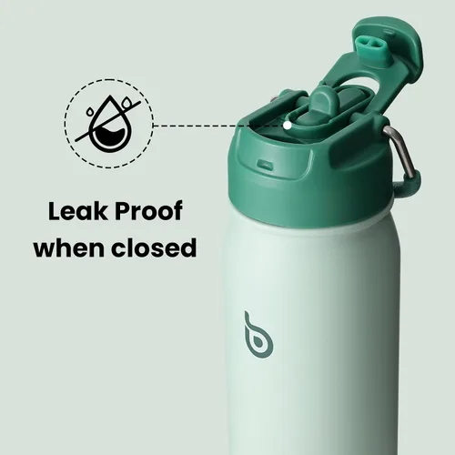 Miniatura 4 de BOTTLE BOTTLE Botella de agua deportiva de 16 onzas de acero inoxidable aislada para niños con pajita y porta pastillas para regalos y la escuela