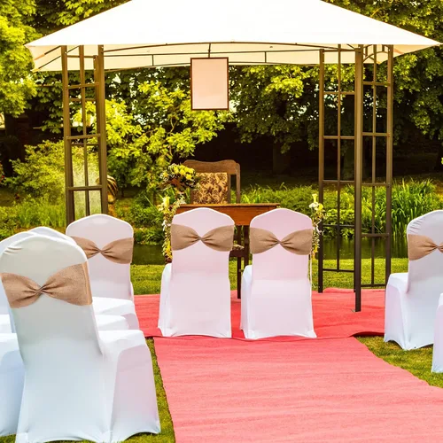 Miniatura 5 de Newwiee 24 bandas elásticas de arpillera para silla, de lino y elastano, lazos para sillas de comedor, bodas, banquetes, eventos, fiestas