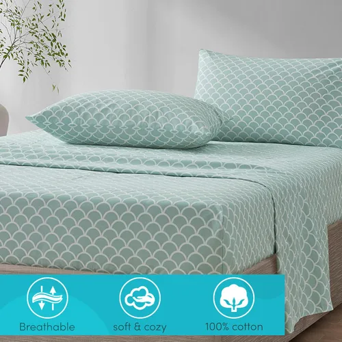Miniatura 53 de Comfort Spaces Sábanas 100% algodón tamaño King, transpirables, naturalmente frescas, sábanas de algodón suave con bolsillo elástico de 14 pulgadas