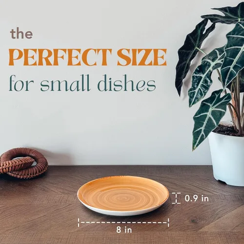 Miniatura 2 de MORA Platos de Ensalada de Cerámica en Espiral Set de 6, Plato de 8 Pulgadas de Porcelana en Espiral para Cocina, Cena Pequeña, Almuerzo, Aperitivo