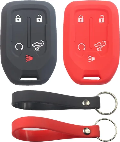 Miniatura 10 de 2 fundas para llavero de 5 botones compatibles con Chevy Silverado, Gris negro, Pequeño