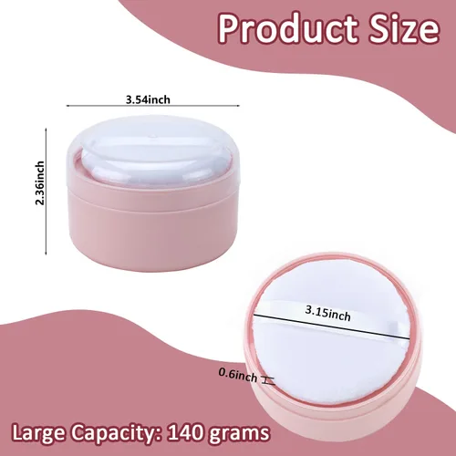Miniatura 2 de 2 unidades de soplo de polvo de cuerpo grande y recipiente con tamiz para bebé después del baño, caja de polvo de talco para mujeres, playa, viajes