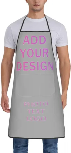 Miniatura 15 de Delantal personalizado con bolsillos para mujeres y hombres, diseño personalizado de tu imagen texto logotipo para cocina delantales de cocina