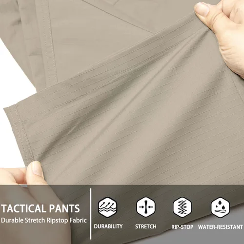 Miniatura 22 de Hiwise Pantalones tácticos elásticos para hombre, resistentes al agua, pantalones cargo Ripstop, ligeros para exteriores, pantalones de senderismo