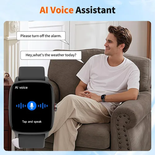 Miniatura 3 de Reloj inteligente para hombres y mujeres con llamadas Bluetooth, rastreador de fitness con pantalla táctil de 1.85 pulgadas, monitor de frecuencia
