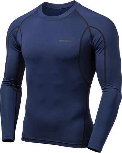 TSLA - Paquete de 1 o 3 camisas de compresión de manga larga FPU 50+ para hombre, camisa de entrenamiento atlético, protector de erupción para