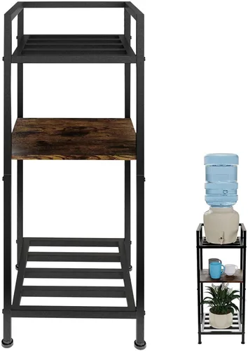 Soporte dispensador de agua de 5 galones, soporte para jarra de agua de 3 niveles de 32 pulgadas, de metal con soporte para jarra de madera para