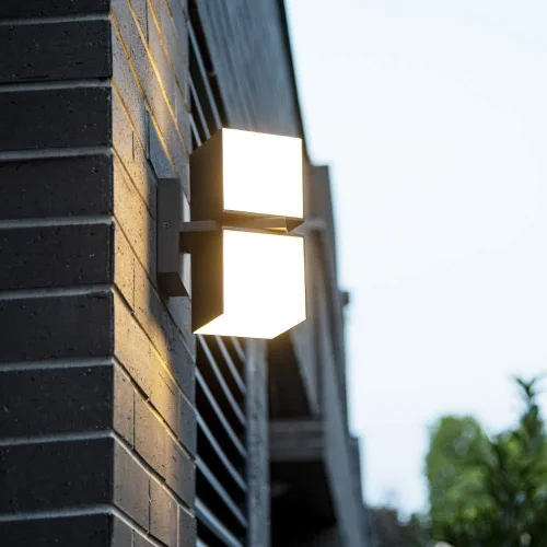 Miniatura 8 de LUTEC Cuba 3000K 1100LM LED Integrado Porche Pared Luz Exterior e Interior Dormitorio LED Pared Farol Sconce-Negro