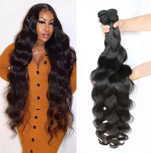 Miniatura 29 de Paquetes de Ondas Corporales con Cierre para Mujeres Negras (10 12 14+10) 100% Cabello Humano Brasileño de Ondas Corporales Sin Procesar 3 Paquetes