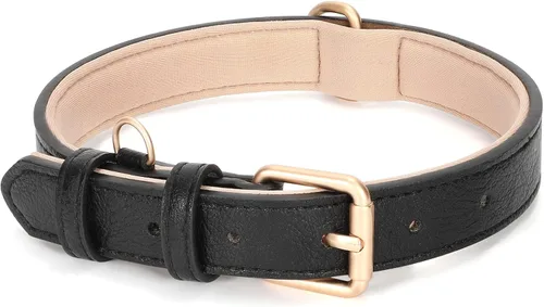 Miniatura 13 de WHIPPY Collar de cuero para perro pequeño y mediano, ajustable, suave, transpirable, de cuero, acolchado, con hebilla de aleación, resistente al