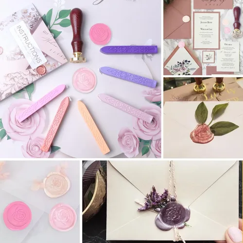 Miniatura 7 de Varillas de cera de sellado y sello para sello de cera, invitaciones de boda, sobres de tarjetas, correos de caracol, paquetes de vino, ideas