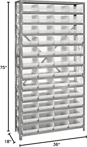 Miniatura 520 de Quantum QSBU-245BK Heavy Duty Shelving Unit with (7) Shelves and (24) QUS245 Black Bins for Garage Warehouse Storage Distribution 400 lb Load
