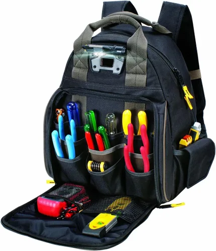 Custom Leathercraft Mochila con luces y 53 bolsillos tecnológica L255