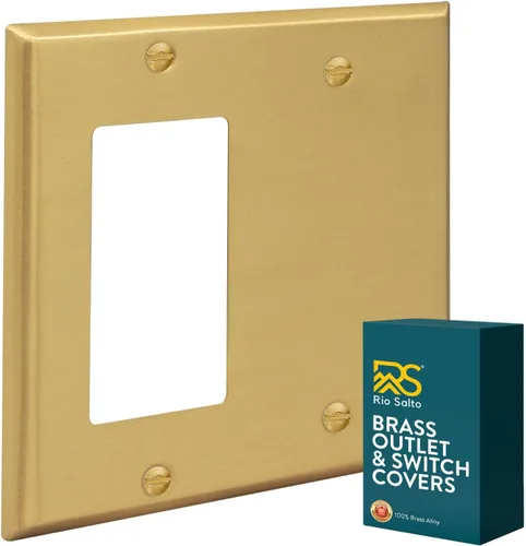 Miniatura 47 de Rio Salto BRASS - Cubierta de pared de metal dorado para toma de corriente o interruptor de luz, placa de pared resistente a la corrosión, cubierta