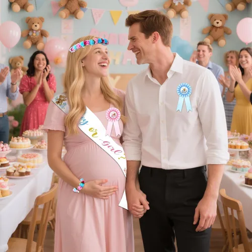 Miniatura 5 de Riceshoot Banda para revelar género para niño o niña con banda para la cabeza de la muñeca con diadema de flores para fiesta de baby showe