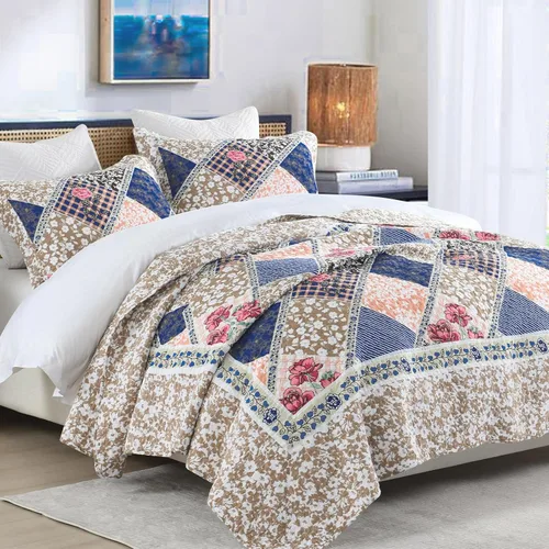 Miniatura 2 de Finlonte - Cubrecama extra grande de 120x120 pulgadas, 100% algodón, para cama California King, colcha extra grande, colcha reversible acolchada