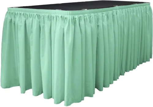 Miniatura 10 de LA Linen Falda de mesa de popelina de poliéster para mesas rectangulares, tela plisada para banquetes de boda, 14 pies por 29 pulgadas de largo