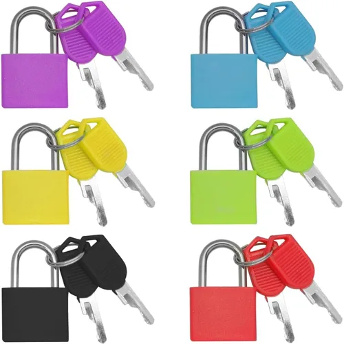 Juego de 6 candados de equipaje multicolor con llaves, mini cerraduras de maleta, pequeñas cerraduras de plástico ABS y cobre, cerradura pequeña