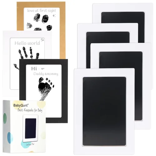 Kit de Mano y Huella de Bebé Sin Tinta BabyQunt, Juego de Almohadilla de Tinta de Toque Limpio, Sello de Mano y Pie de Bebé Seguro Sin Desorden,
