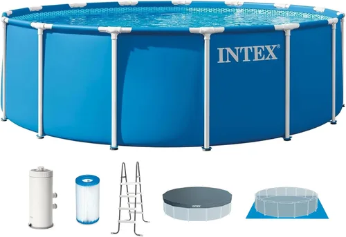 Miniatura 10 de INTEX 28201EH Juego de piscina sobre el suelo con marco de metal: 10 pies x 30 pulgadas - Incluye bomba de filtro de cartucho de 330 GPH