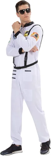 Miniatura 3 de EraSpooky Disfraz de astronauta para hombre, disfraz de Halloween para adultos, tallas XS-XL, para fiesta de disfraces y cosplay, color naranja
