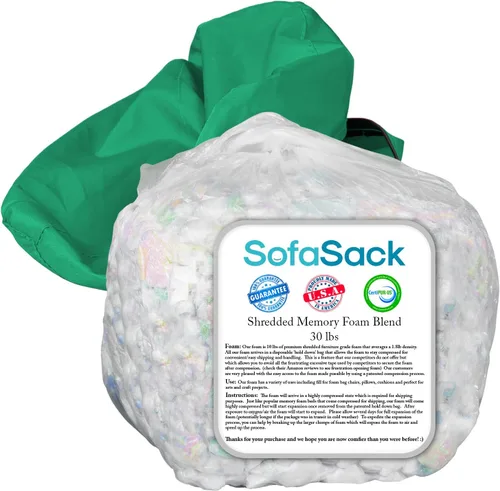 Miniatura 5 de Relleno de espuma triturada Sofa Sack: Relleno de espuma viscoelástica para pufs, camas de perro y almohadas, 13.6 kg, multicolor