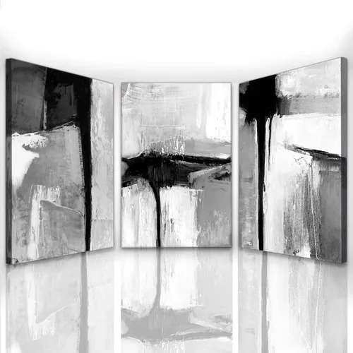 Miniatura 10 de Lienzo de textura abstracta en blanco y negro, arte de pared neutro para sala de estar, textura neutra, arte de lienzo abstracto gris, arte moderno
