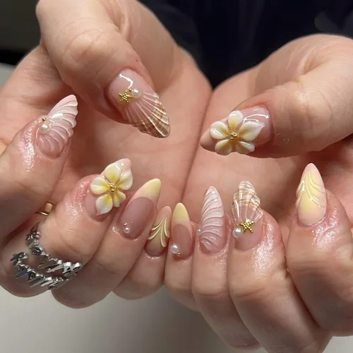 Miniatura 26 de Uñas postizas a presión de almendra marrón, medianas con diseños de leopardo y purpurina, uñas postizas en forma de almendra otoñal, uñas acrílicas