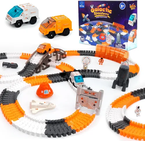 Miniatura 8 de USA Toyz Pistas de Carreras Oceánicas para Niños - 265 piezas de pista de carreras en autódromo con 225 caminos flexibles, 3 coches de juguete