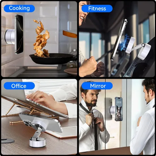 Miniatura 6 de Soporte magnético para teléfono con succión al vacío 2025, con ventosa fuerte retráctil, manos libres, soporte plegable para teléfono celular
