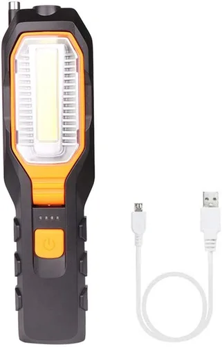 Luz de trabajo recargable LED, linterna USB portátil de mano con lámpara de trabajo magnética, imán y gancho, 4 modos para auto, camión, garaje,