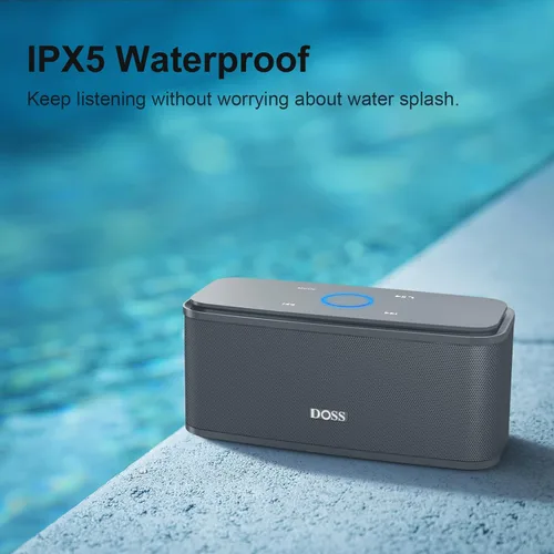 Miniatura 4 de DOSS SoundBox Touch - Altavoz inalámbrico Bluetooth con sonido HD de 12W y graves profundos, resistente al agua IPX5, 20 horas de reproducción, Gris