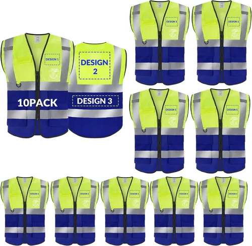 Miniatura 43 de BeautyWill Chaleco de seguridad personalizado con logotipo reflectante de alta visibilidad Clase 2 de alta visibilidad Seguridad Chaleco de trabajo