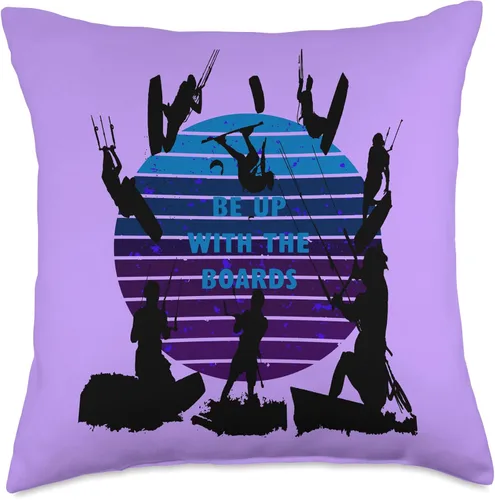 Miniatura 4 de Kitesurf Gifts and Surf Lover Tees by taiche Kitesurfers Be Up with The Boards Retro Style 4 - Almohada de 16 x 16 pulgadas, multicolor