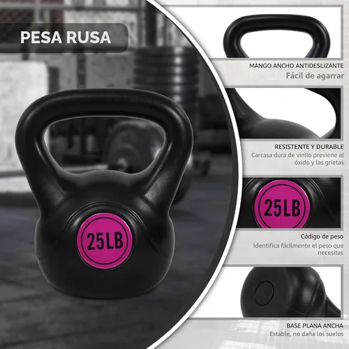 Miniatura 3 de BalanceFrom Juego de pesas rusas de vinilo, opciones de 30/45/50/75 libras, pesas de entrenamiento de fuerza rellenas de cemento con agarre