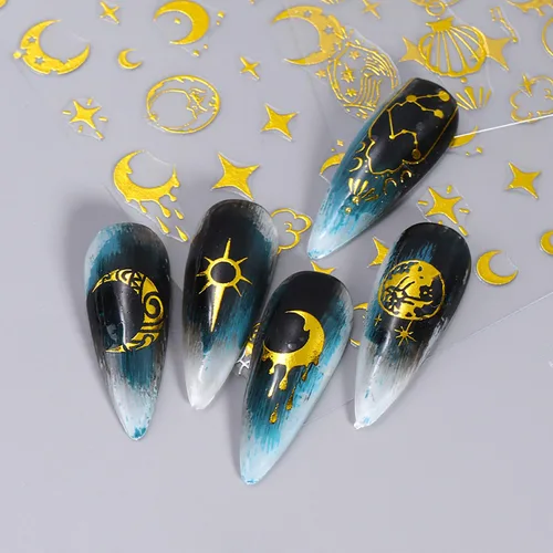 Miniatura 4 de Calcomanías de arte de uñas alienígenas, astronauta, tierra, luna, estrella, ovni ojos de cohete, diseños de calcomanías autoadhesivas para uñas
