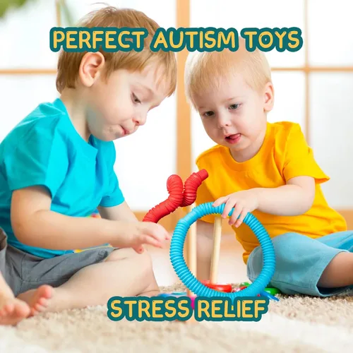 Miniatura 6 de Juguetes sensoriales Pop Tubes, juguetes sensoriales para niños y adultos, tubos multicolor para reventar (4 unidades)