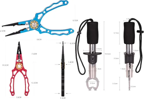 Miniatura 2 de Alicates de pesca (con cerradura), plantilla de labios de pescado, alicates de pesca, herramientas de pesca multifuncionales de aluminio portátiles
