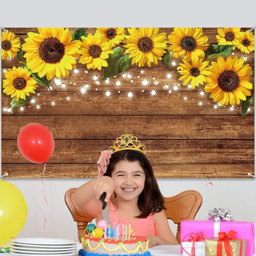 Miniatura 4 de Tatuo Fondo rústico de girasoles de 6.1 x 3.6 pies, fondo de fotografía de girasoles, fondo marrón para fotografía, fondo de pared para estudio
