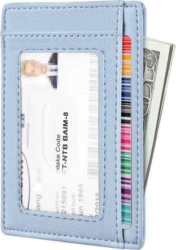 Miniatura 81 de Travelambo billetera mediana y minimalista de cuero para bolsillo frontal, con bloqueo de interferencia de radiofrecuencia