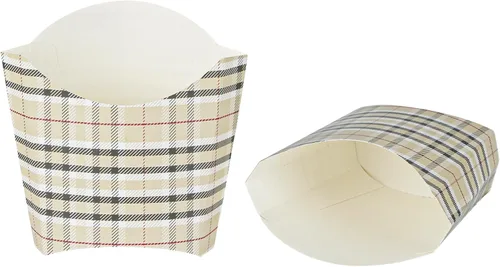 Miniatura 30 de Restaurantware Bio Tek - Taza de papas fritas desechables de 4.7 x 3.5 x 5.1 pulgadas, 100 vasos desechables para refrigerios, papel azul y blanco