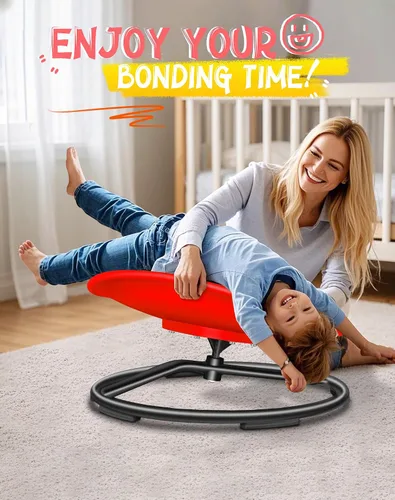Miniatura 7 de FERUERW Silla Giratoria para Niños Autistas, Silla Sensorial Giratoria, Capacidad de Peso 100KG, Juguete Sensorial para Niños con TDAH/Autismo, Rojo