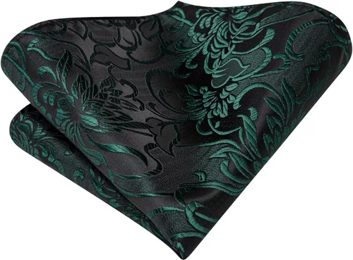 Miniatura 305 de Hi-Tie Corbatas de seda para hombre, diseño de cachemira a rayas, con bolsillo, gemelos cuadrados, conjunto formal de negocios