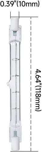 Miniatura 2 de Paquete de 4 Bombillas R7S 118mm T3 300W Halógenas Regulables 4500lm Tipo J 120V Base R7S Luz Blanca Cálida 2700K Bombillas Halógenas de Doble