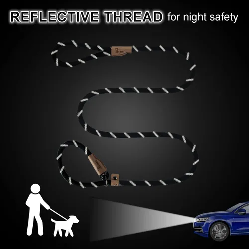 Miniatura 5 de Correa deslizante de 5 pies para perro, correa de cuerda resistente para perros pequeños, medianos y grandes, correa de entrenamiento sin tirones
