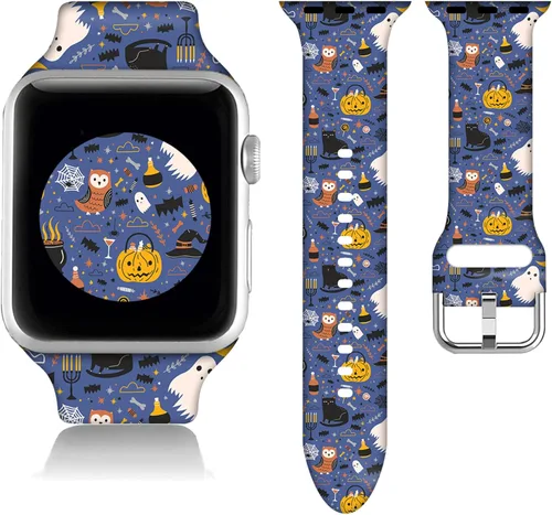Miniatura 30 de Compatible con Apple Watch de copo de nieve de 38/40/41/42/44/45/46/1.929 in para mujeres y hombres, correa de repuesto de silicona suave para Hojas